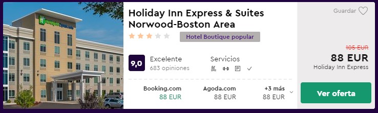 Hotel 3* en Boston en el puente de mayo desde 44 euros por persona y noche