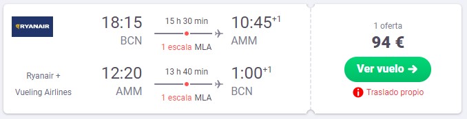 vuela a jordania desde 47 euros trayecto