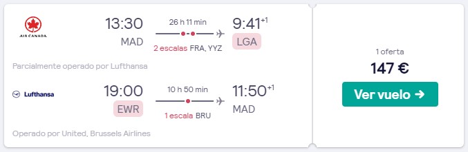 vuelo a nueva york desde 73 euros trayecto