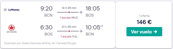 vuelos a boston y canada desde 73 euros trayecto en mayo 2020