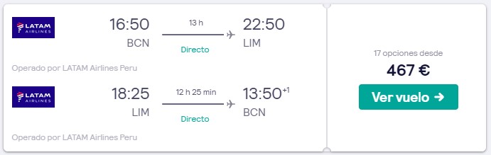 vuelos directos a peru en junio 2020 desde 233 euros trayecto